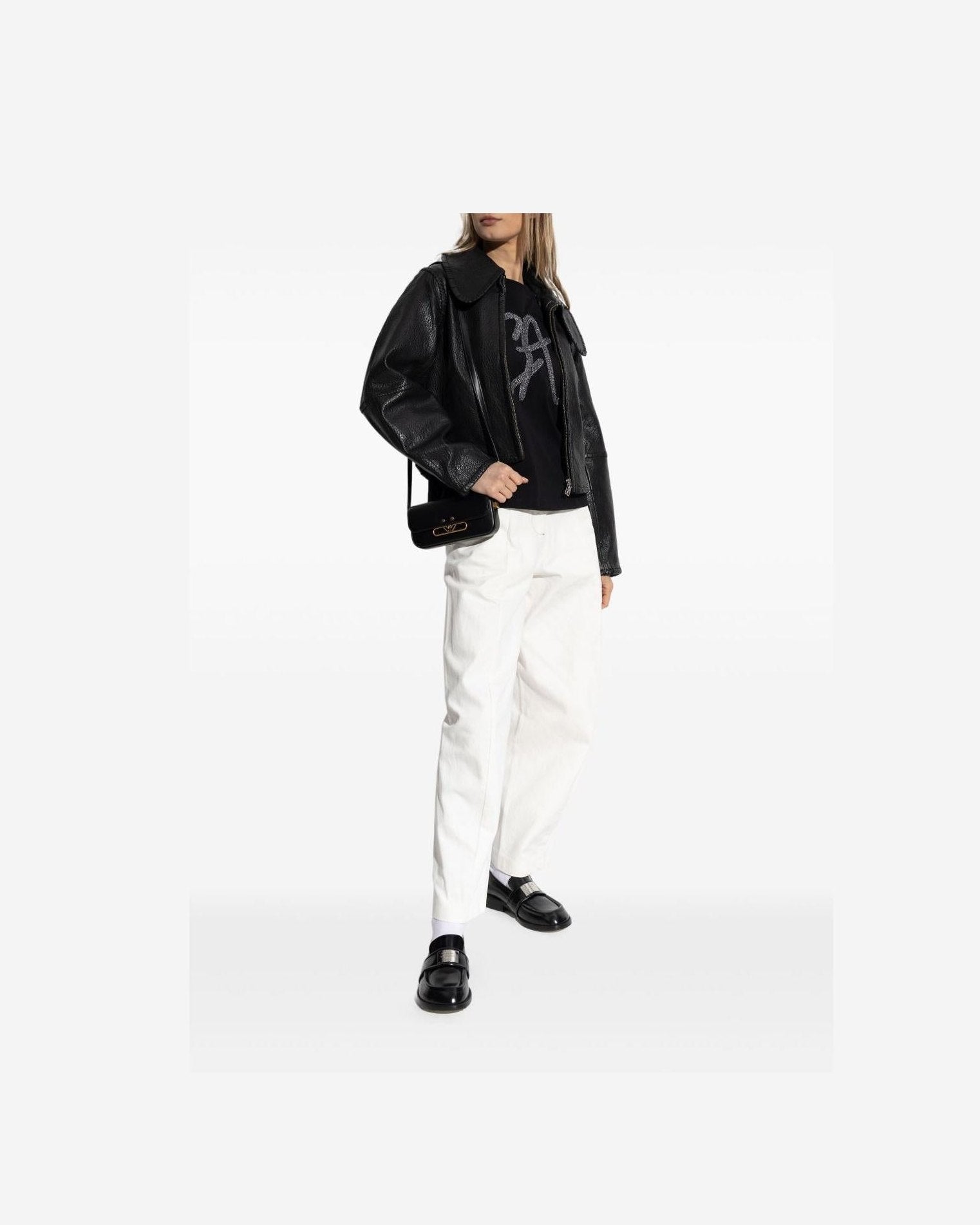 Emporio Armani Cotton Jersey T-shirt with Oversized Lurex Logo Glam Steals