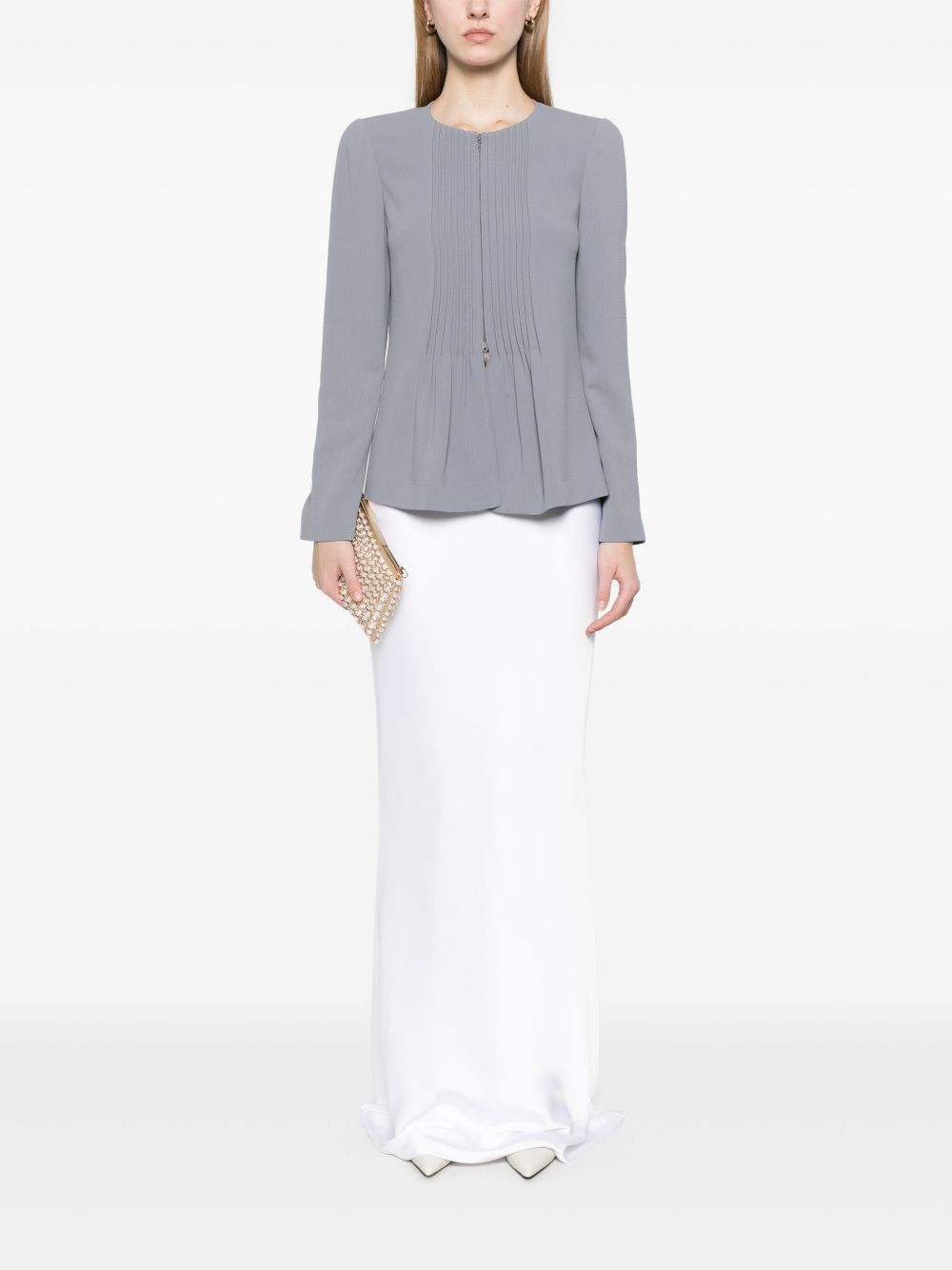 Emporio Armani Jacket in Fluid Woven Fabric with Pleats Glam Steals