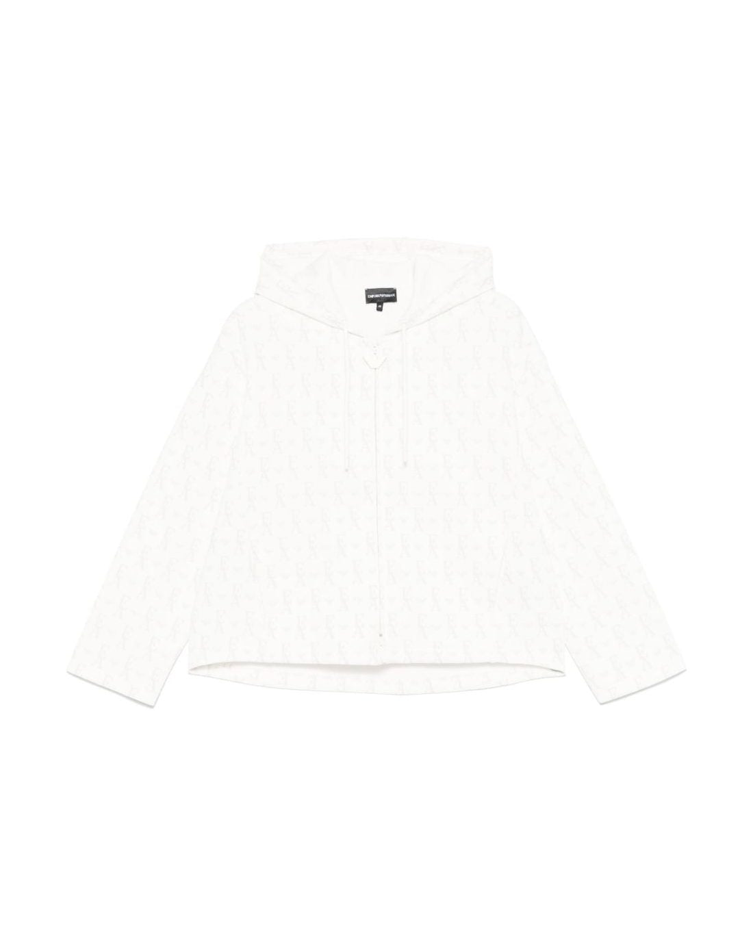 Emporio Armani Jersey Zip Up Hoodie in Double with All Over Lettering Glam Steals