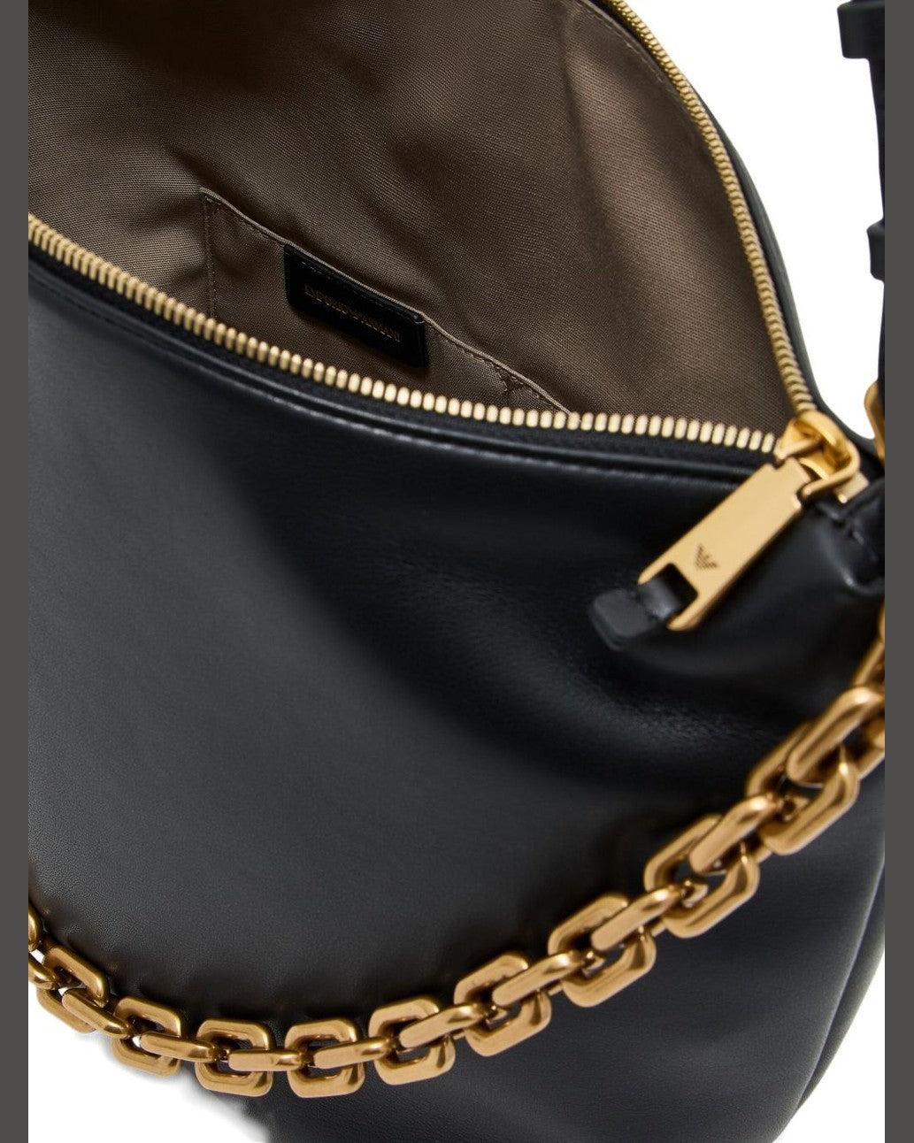Emporio Armani Leather Medium Hobo Bag with Chain Glam Steals