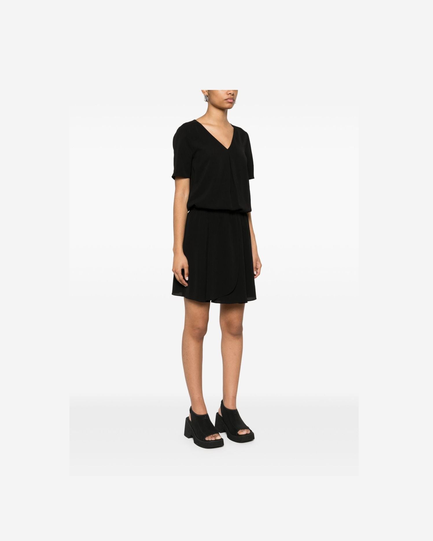 Emporio Armani Short Dress with Gathered Waist and Belt in Flowing Crepe Glam Steals