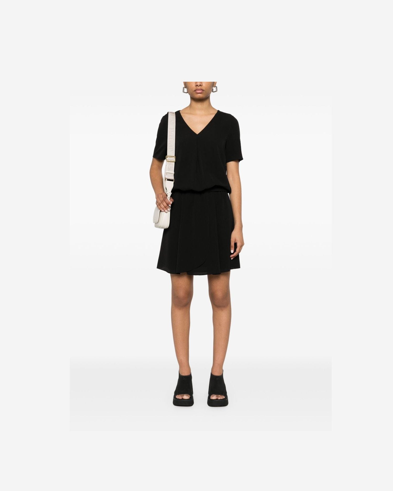 Emporio Armani Short Dress with Gathered Waist and Belt in Flowing Crepe Glam Steals