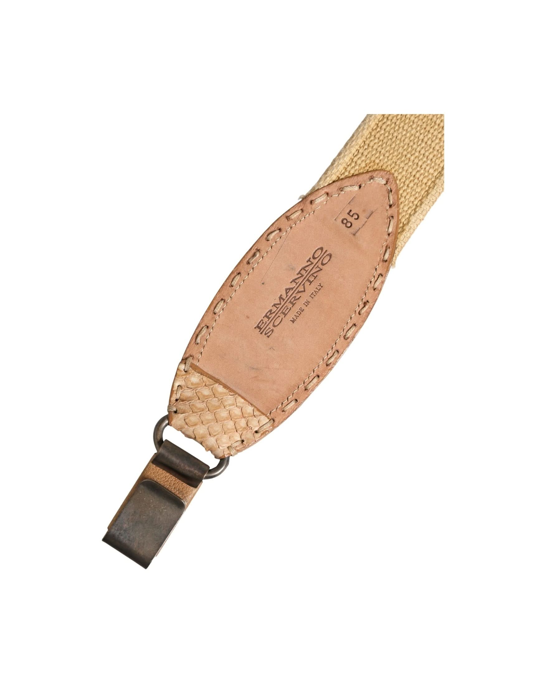 Ermanno Scervino Beige Canvas Embellished Metal Buckle Belt