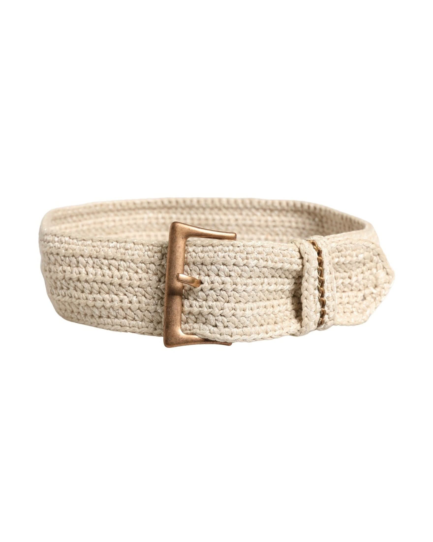 Ermanno Scervino Beige Woven Vintage Metal Buckle Waist Belt