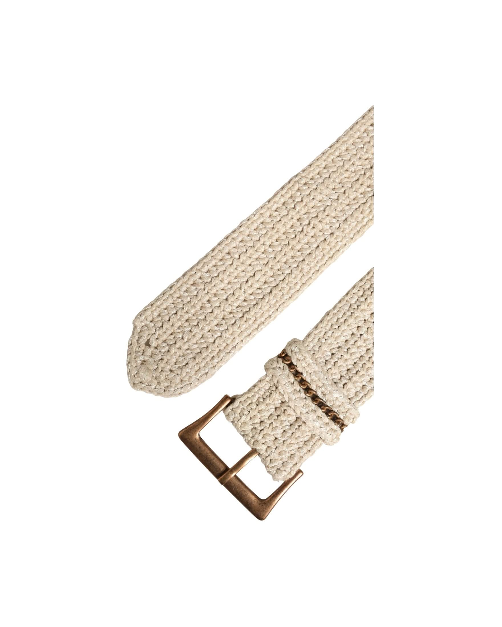 Ermanno Scervino Beige Woven Vintage Metal Buckle Waist Belt