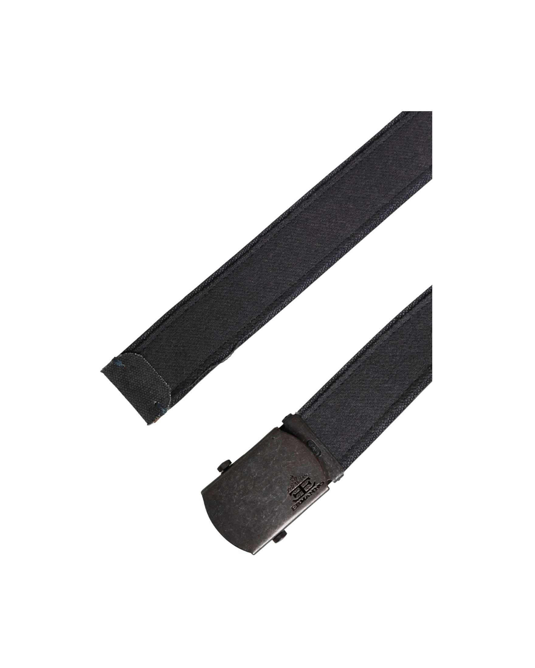Ermanno Scervino Black Wool Cotton Logo Metal Buckle Belt