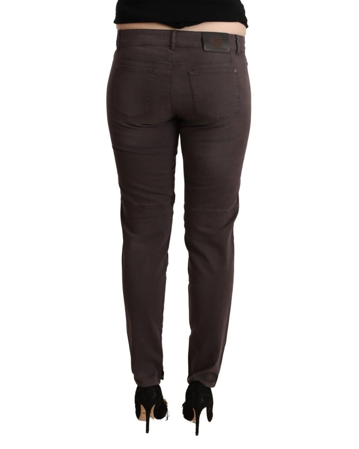 Ermanno Scervino Brown Cotton Low Waist Slim Fit Pant