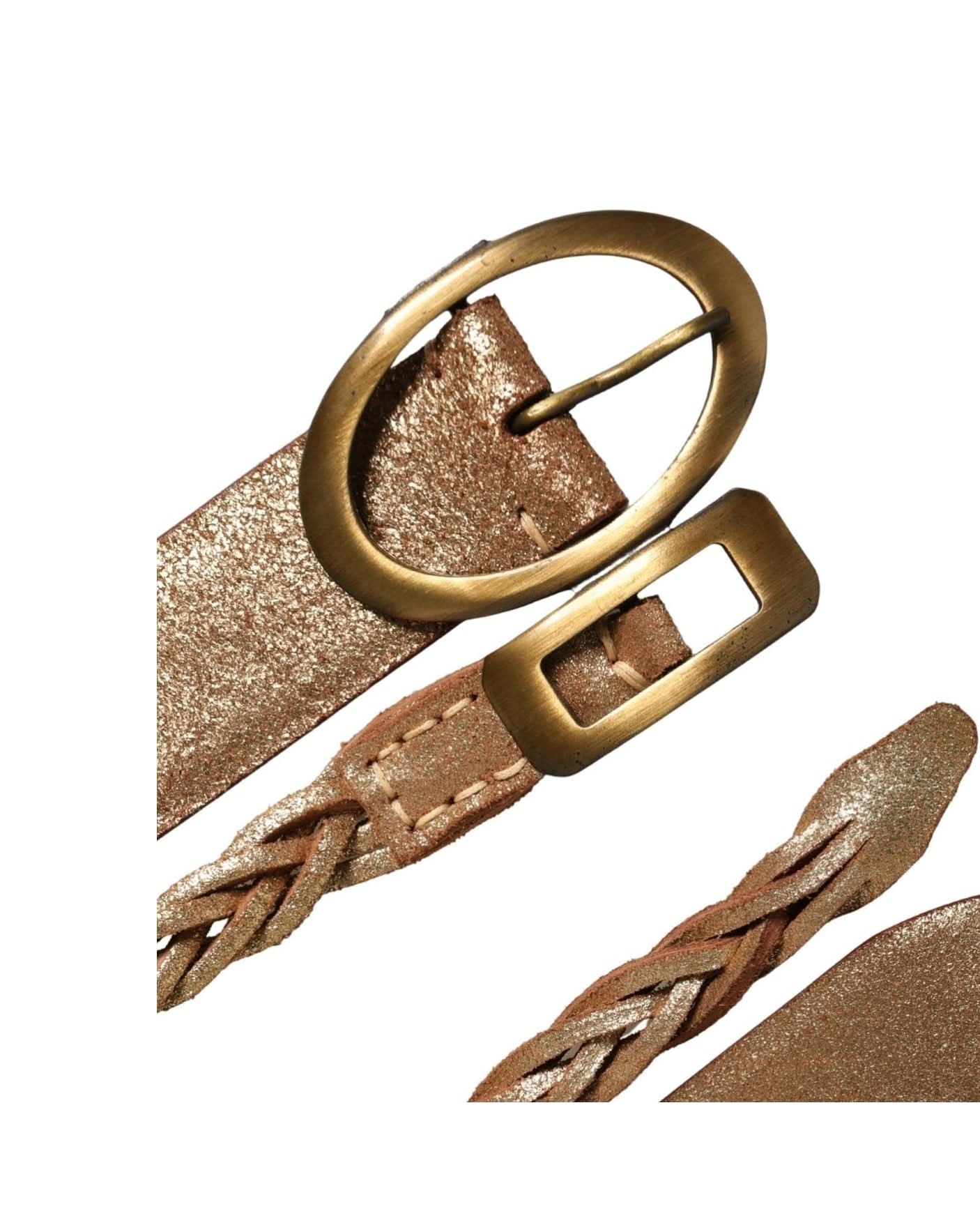 Ermanno Scervino Brown Leather Braided Metal Buckle Belt