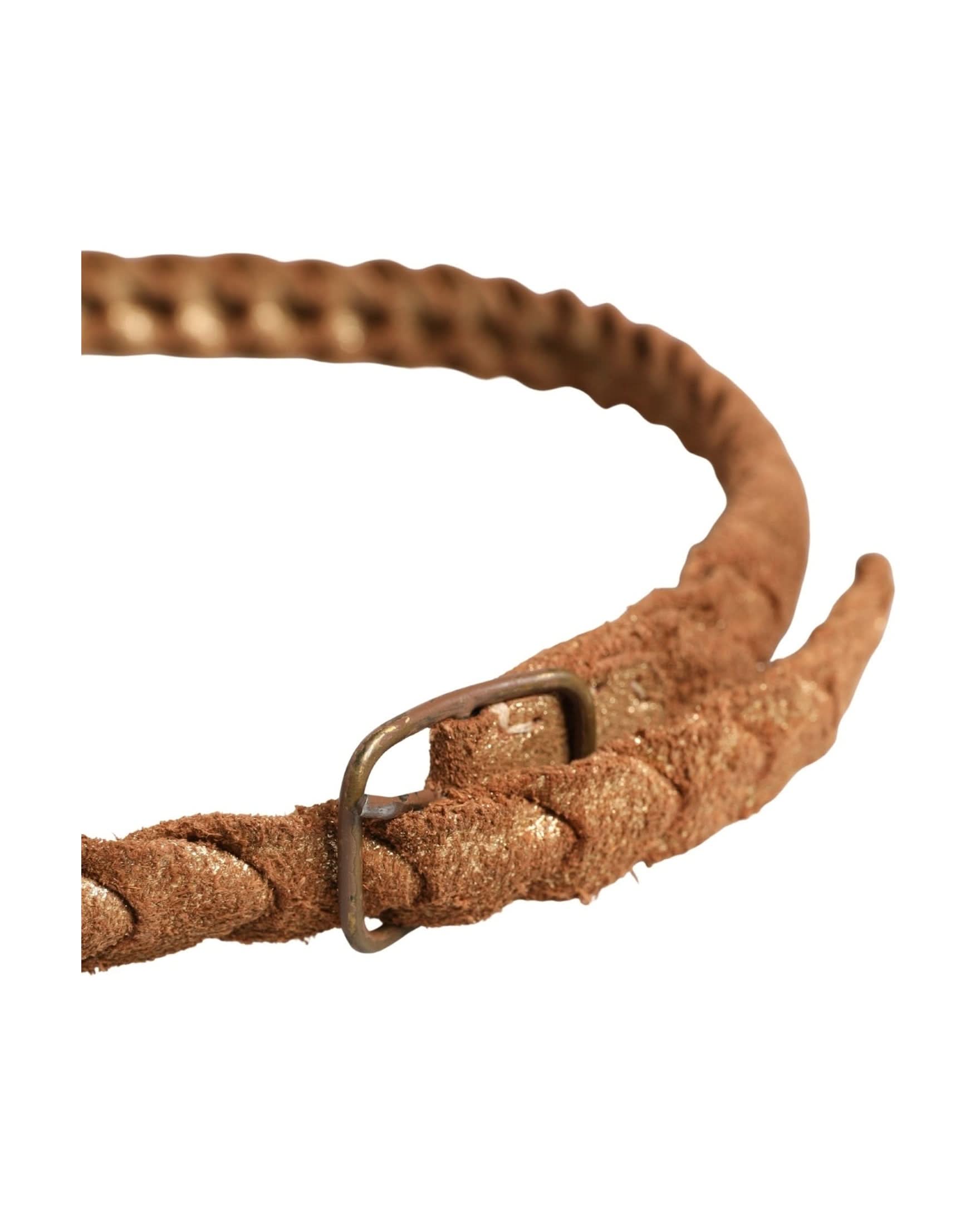 Ermanno Scervino Brown Leather Braided Metal Buckle Belt