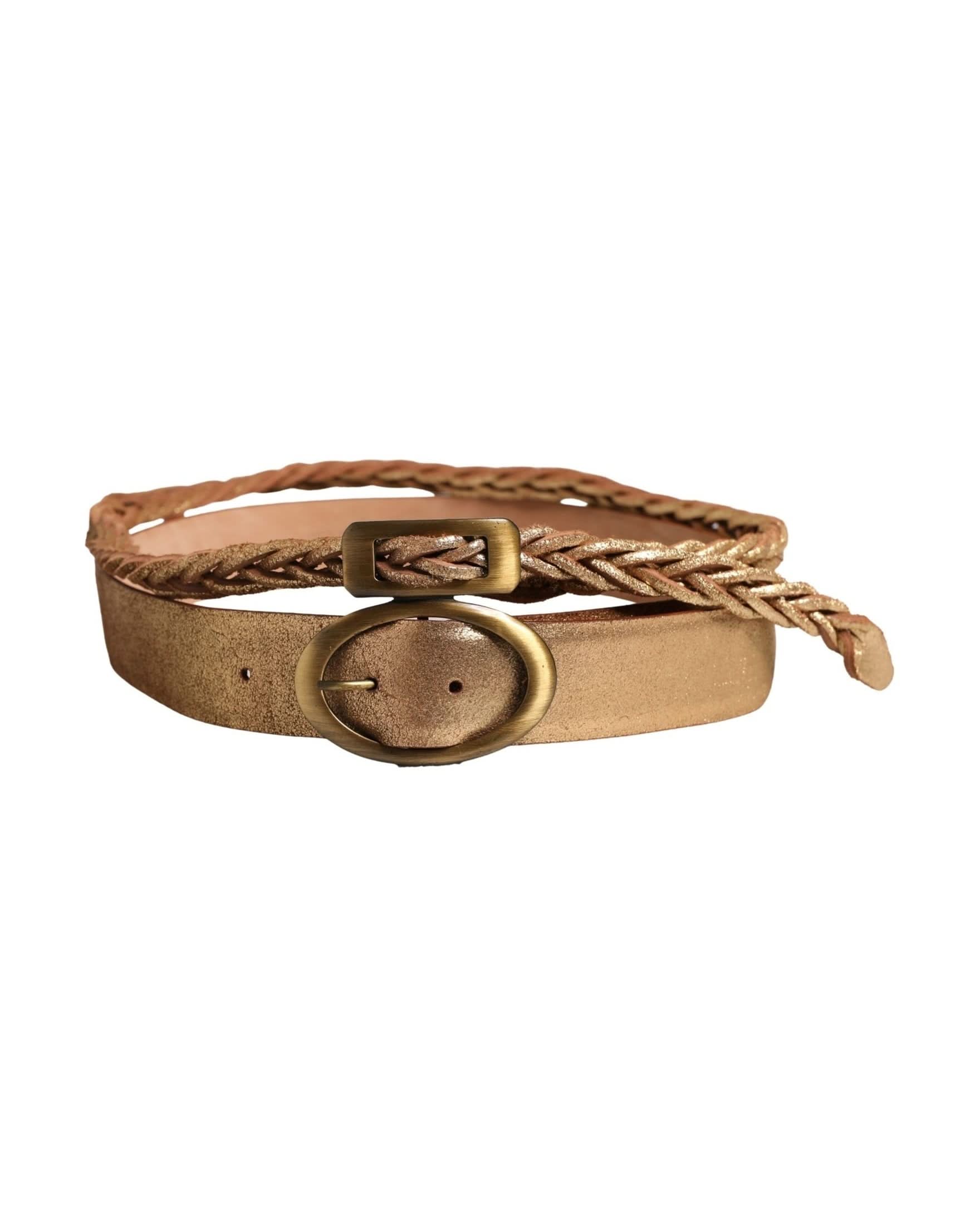 Ermanno Scervino Brown Leather Braided Metal Buckle Belt