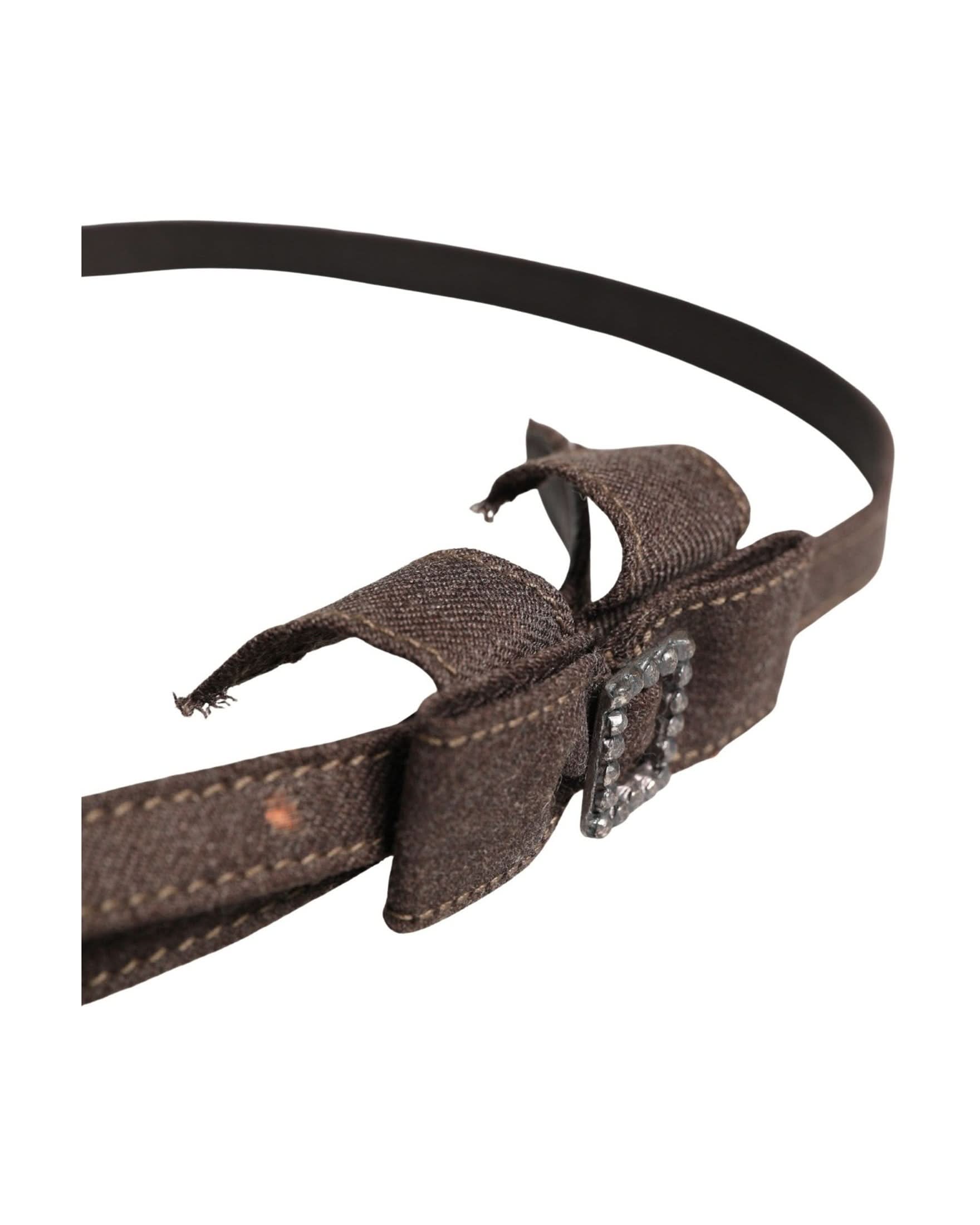 Ermanno Scervino Brown Wool Dark Bow Embellished Buckle Belt