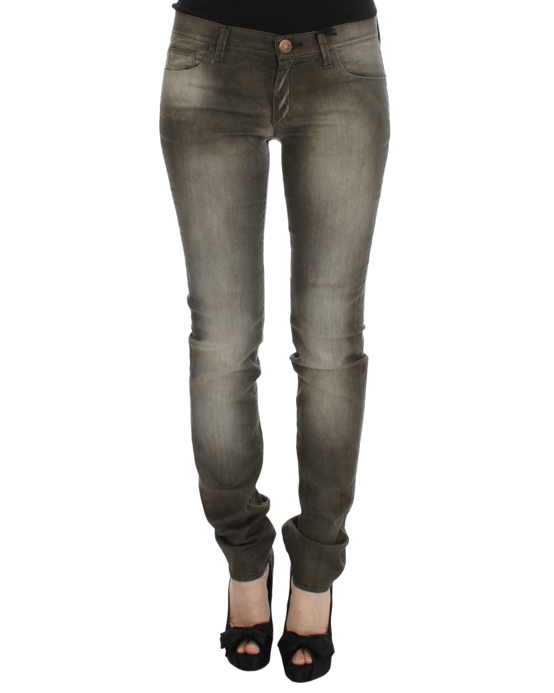 Ermanno Scervino Gray Cotton Wash Blend Slim Fit Jeans Jeans