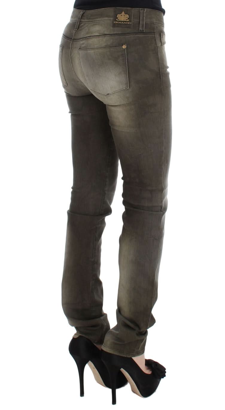 Ermanno Scervino Gray Cotton Wash Blend Slim Fit Jeans Jeans