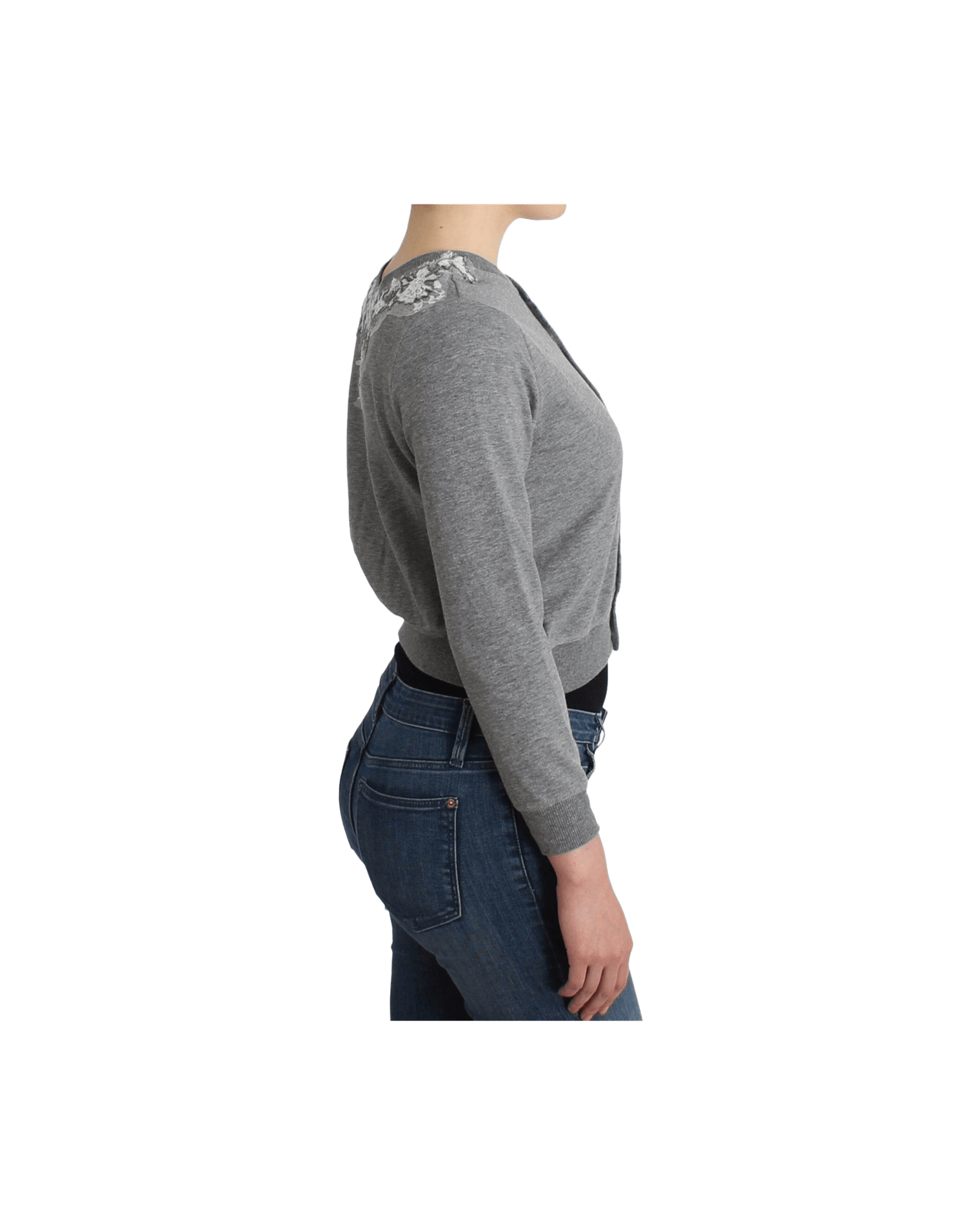 Ermanno Scervino Gray Lace Lingerie Sweater Cardigan Top Glam Steals