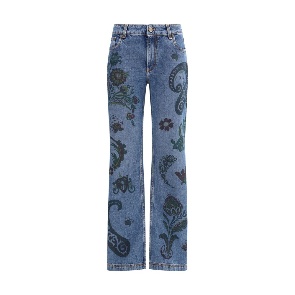 Etro Flower and Bee Print Flare Jeans Glam Steals