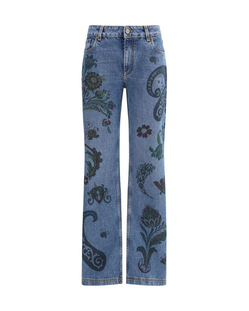 Etro Flower and Bee Print Flare Jeans Glam Steals