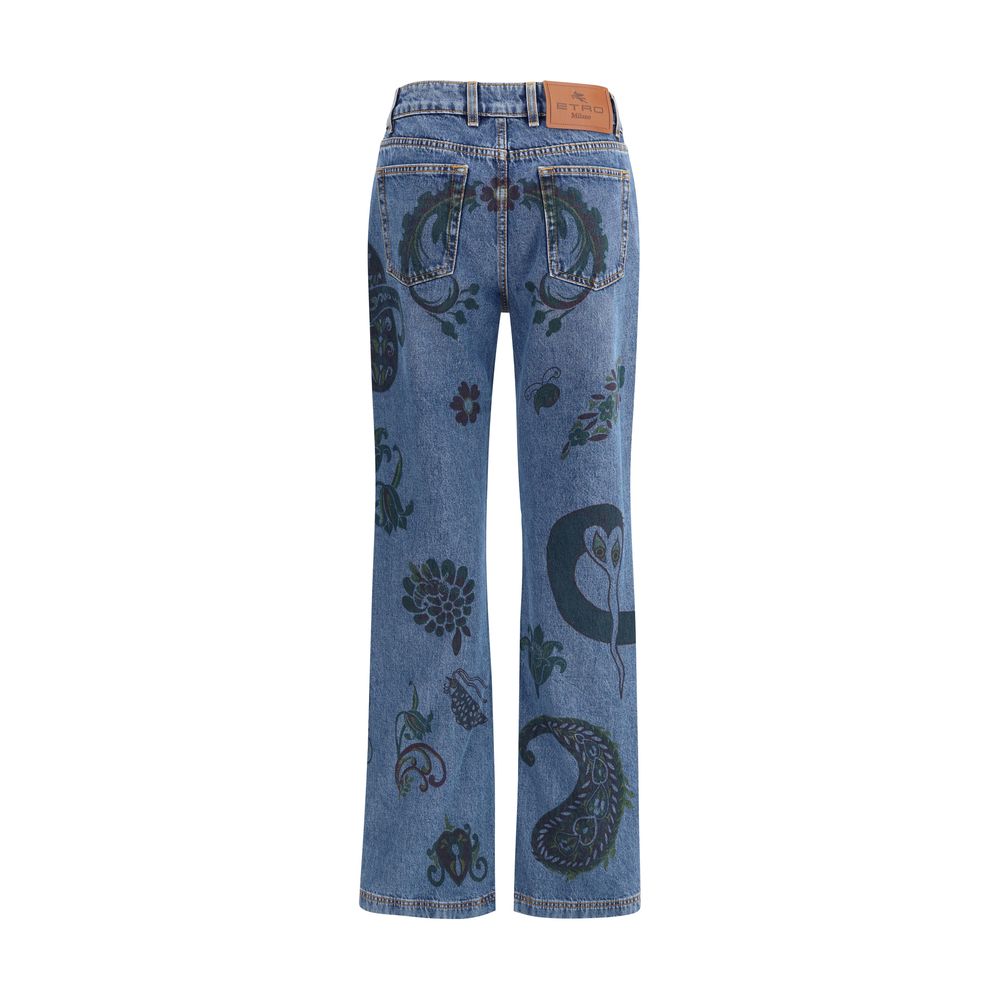 Etro Flower and Bee Print Flare Jeans Glam Steals