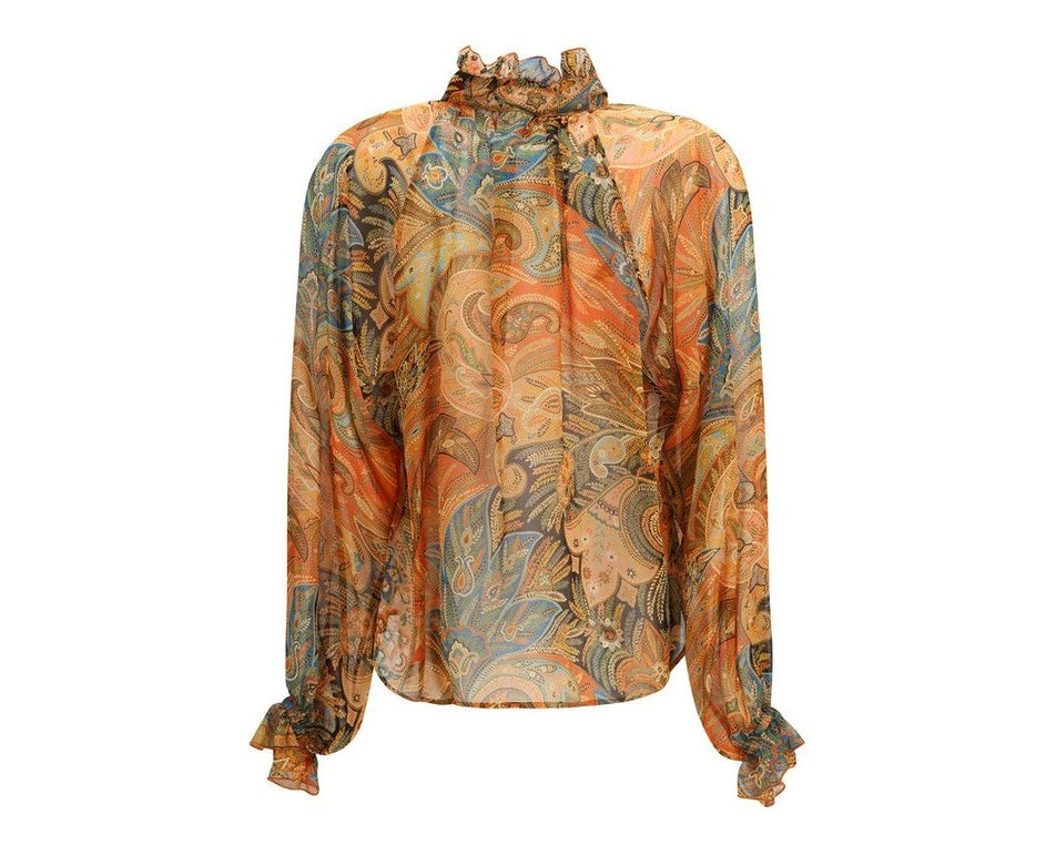 Etro Orange Silk Pattern Shirt Glam Steals