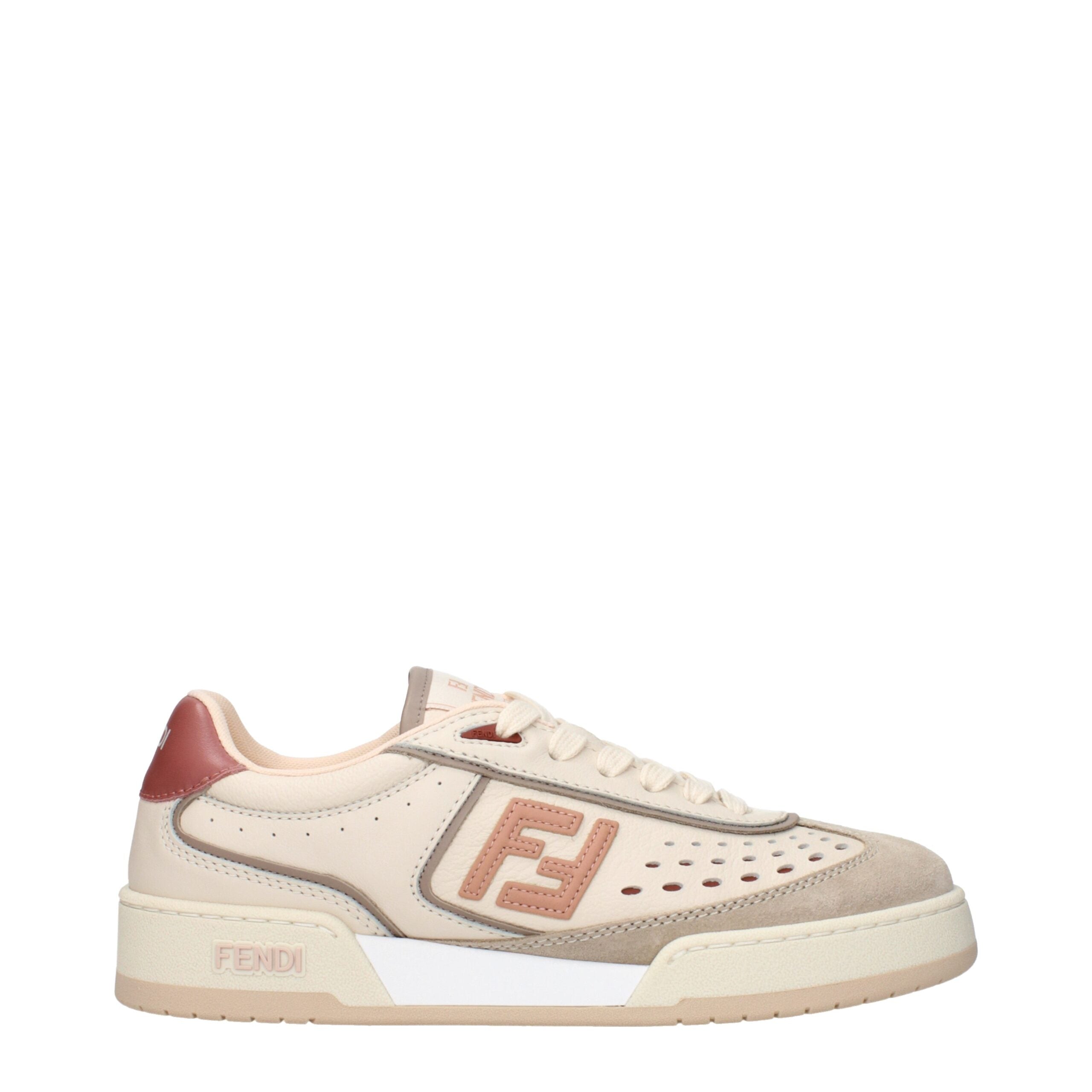 Fendi Beige Leather Low Top Glam Steals
