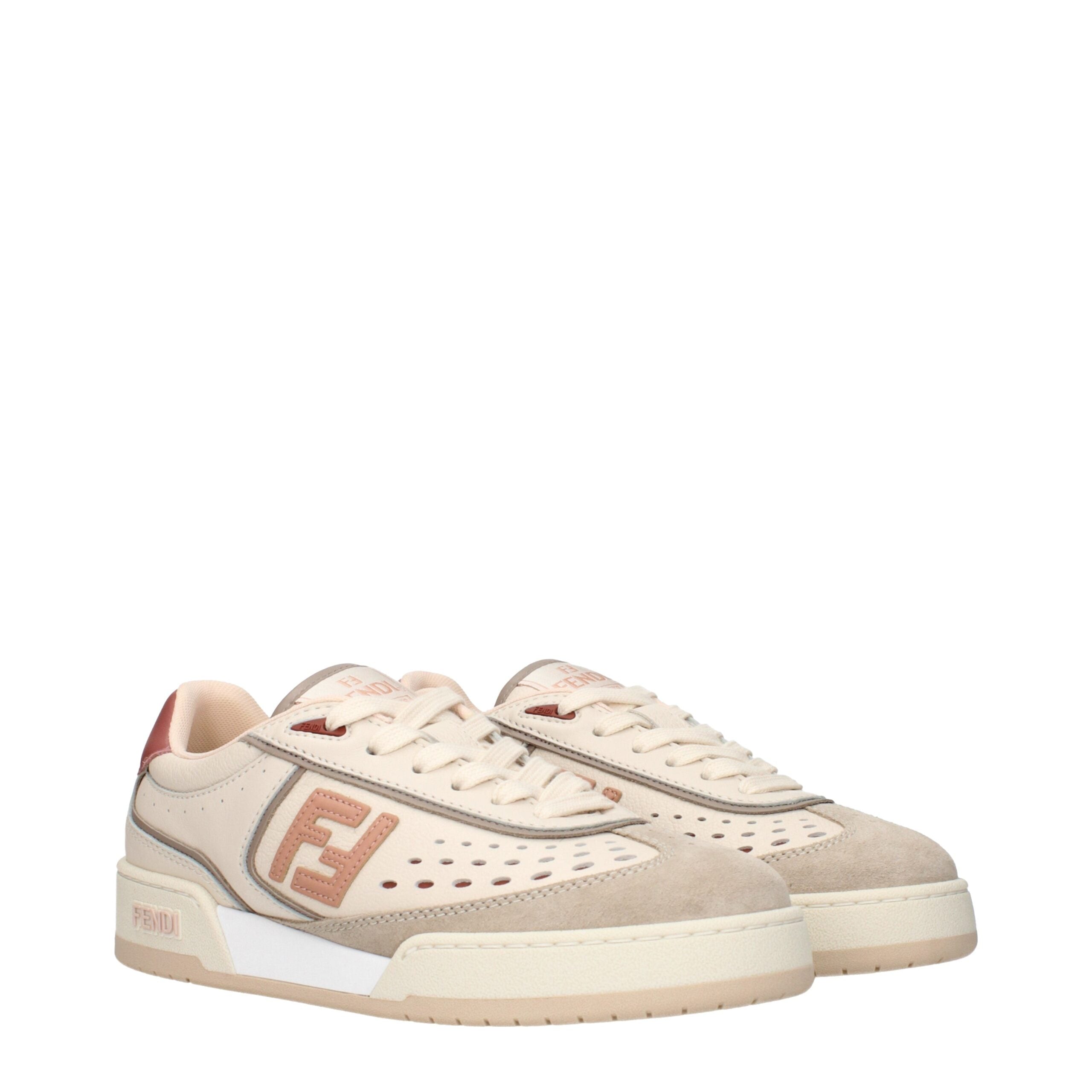 Fendi Beige Leather Low Top Glam Steals