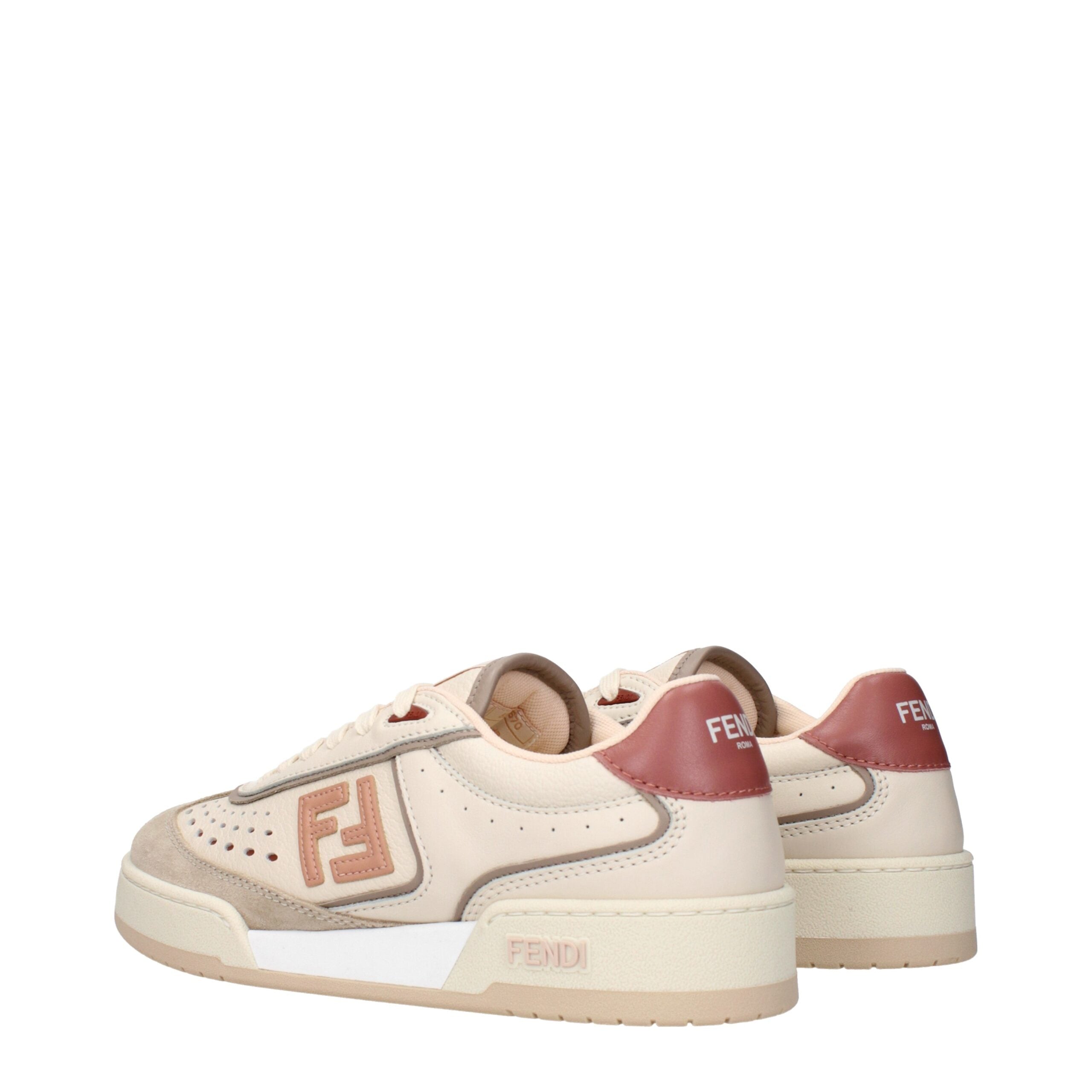 Fendi Beige Leather Low Top Glam Steals