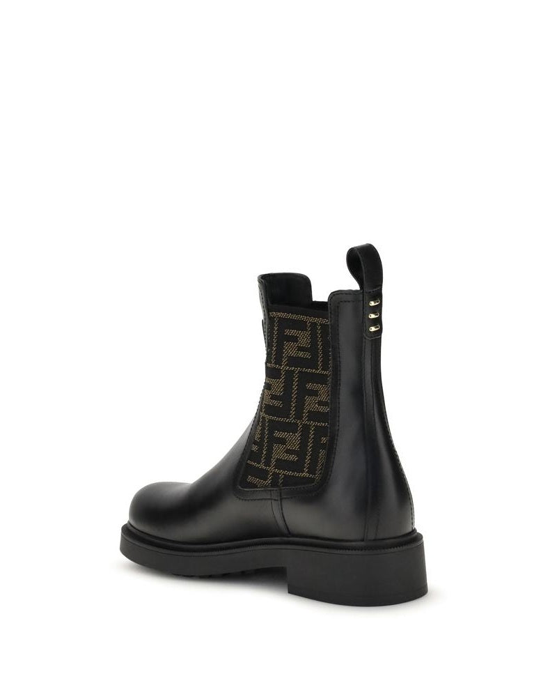 Fendi Black Calf Leather Bos Taurus Ankle Boots Glam Steals
