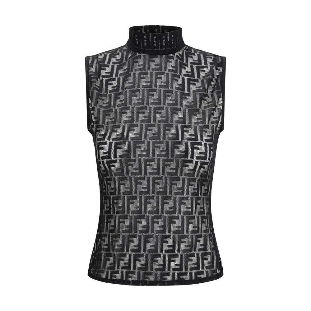 Fendi Black Polyamide Sleeveles T-shirt Glam Steals