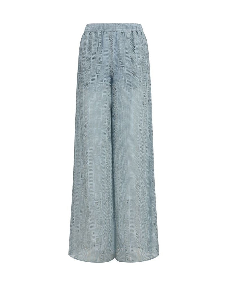 Fendi Blue Viscose Casual Pant Glam Steals