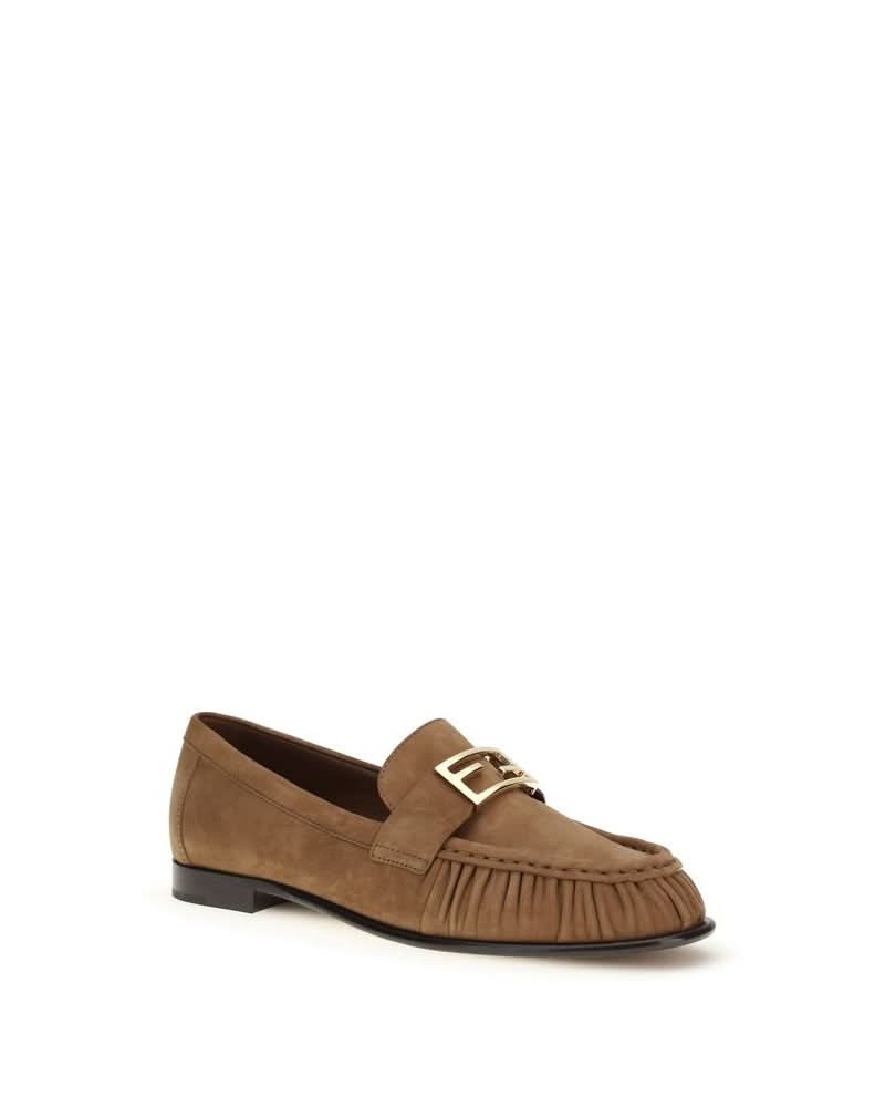 Fendi Brown Calf Leather Bos Taurus Slip On Loafers
