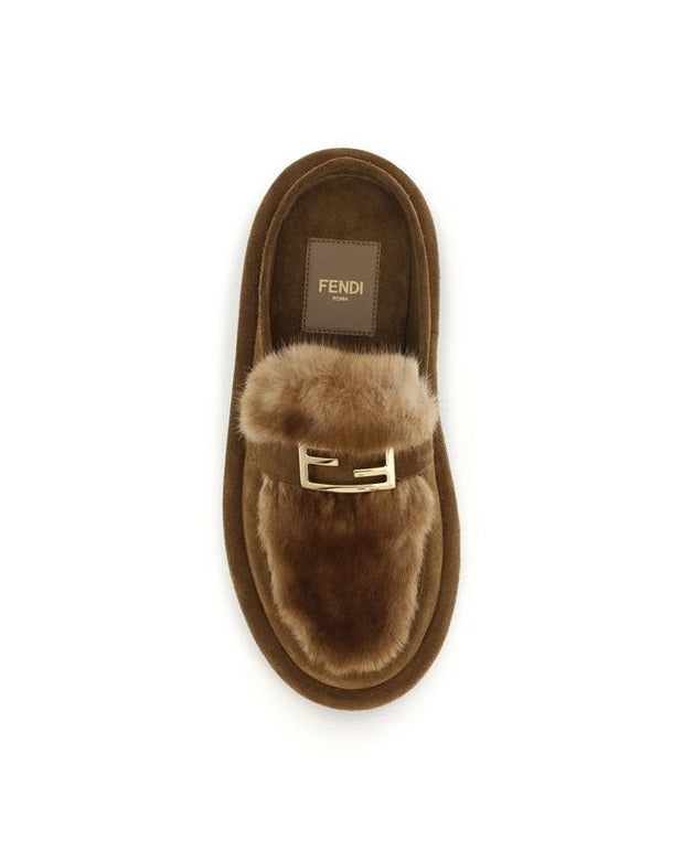 Fendi Brown Lamb Ovis Aries Mules Glam Steals