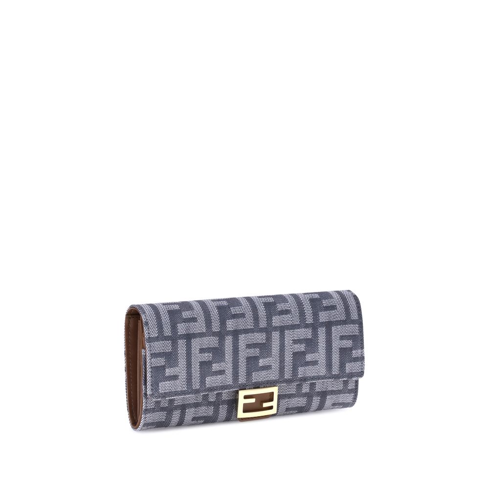 Fendi Denim Ff Print Wallet Glam Steals