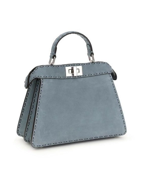 Fendi Light Blue Calf Leather Bos Taurus Shoulder Bag Glam Steals