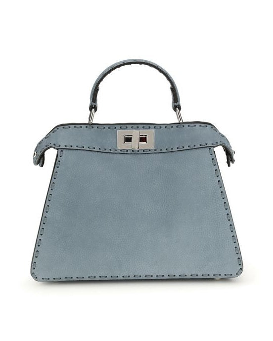 Fendi Light Blue Calf Leather Bos Taurus Shoulder Bag Glam Steals