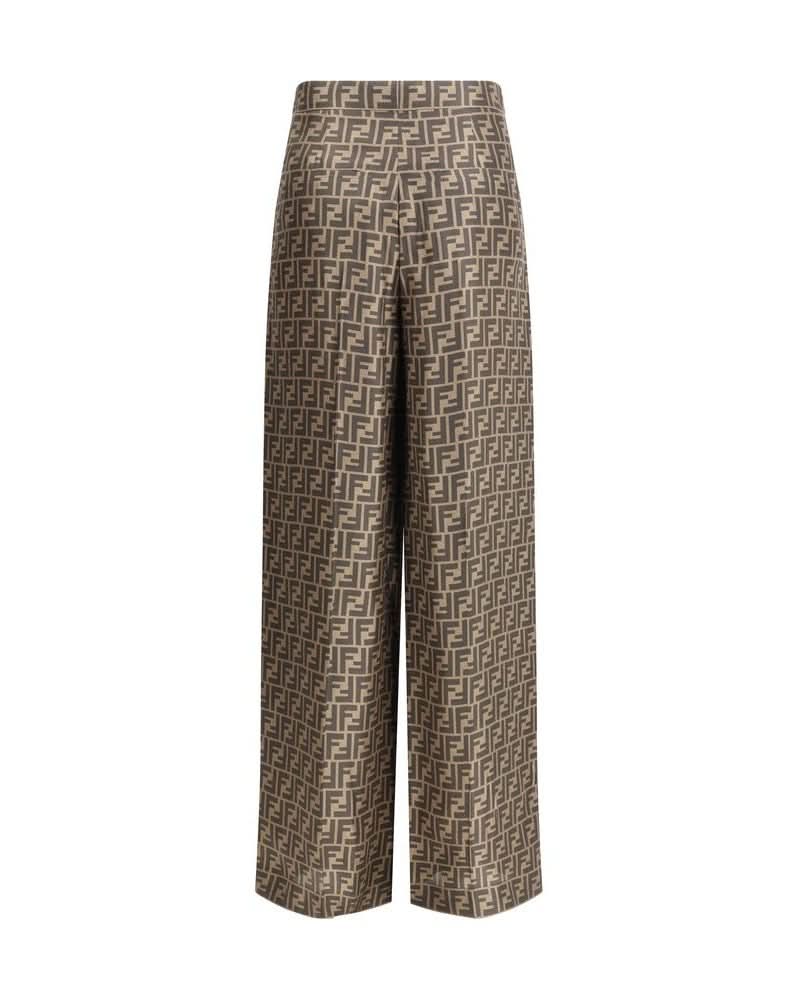 Fendi Silk Monogram Pattern Pant Trousers