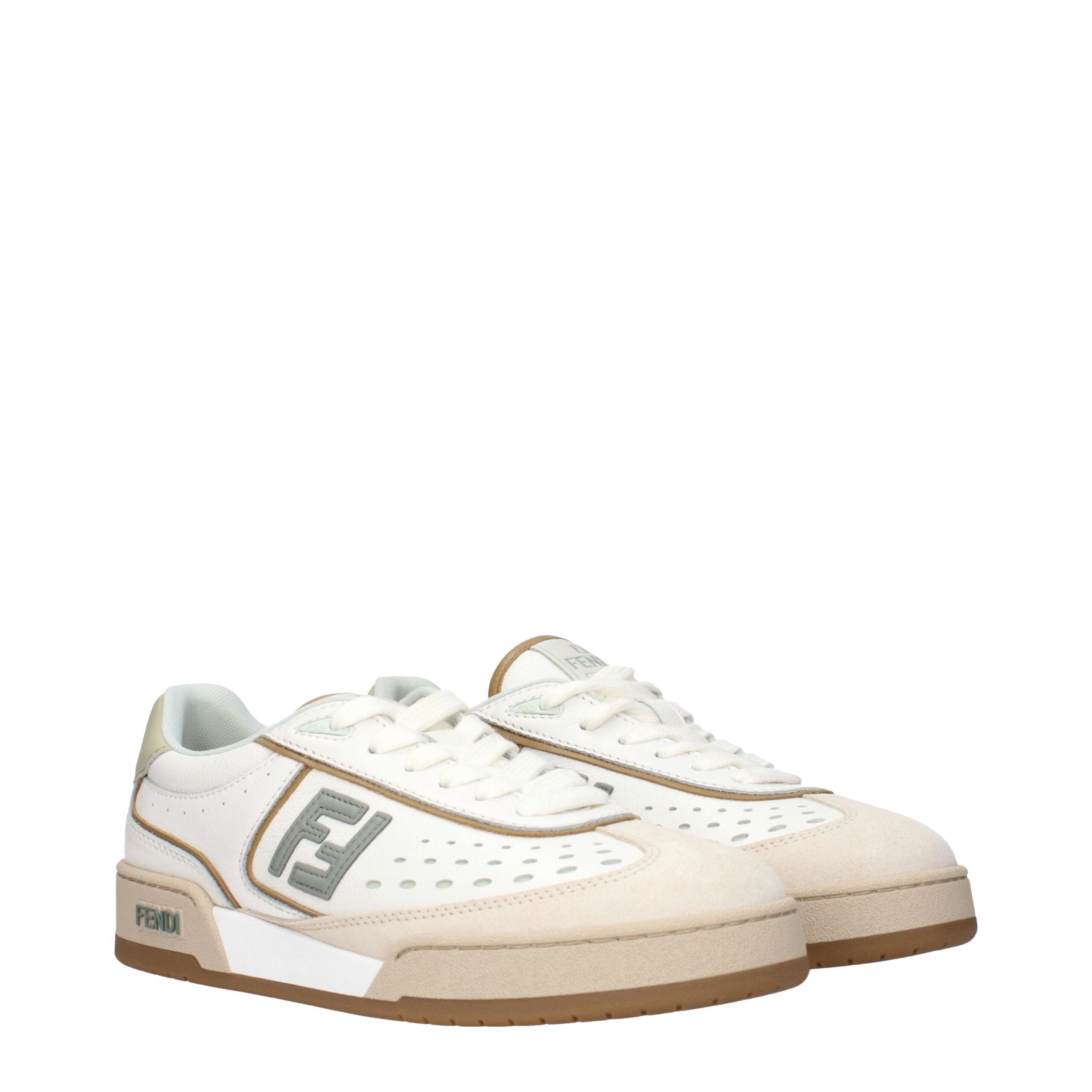 Fendi White Leather Low Top Glam Steals