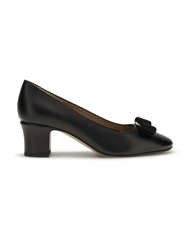 Ferragamo Black Calf Leather Bos Taurus High Heel Pumps