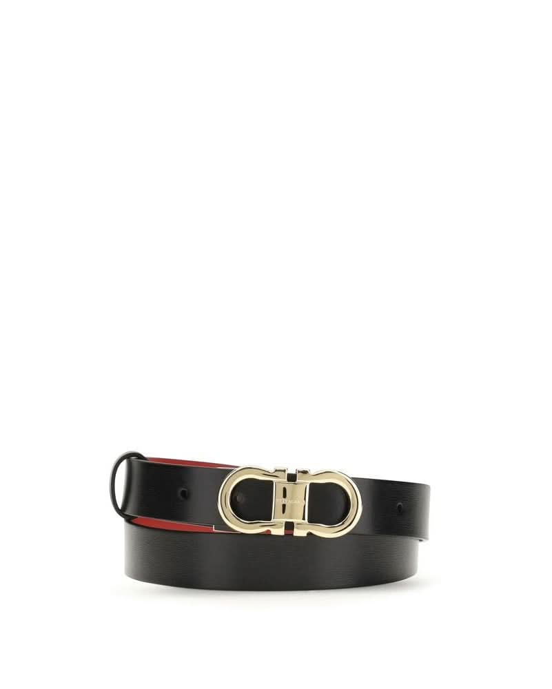 Ferragamo Black Calf Leather Bos Taurus Regular Belt