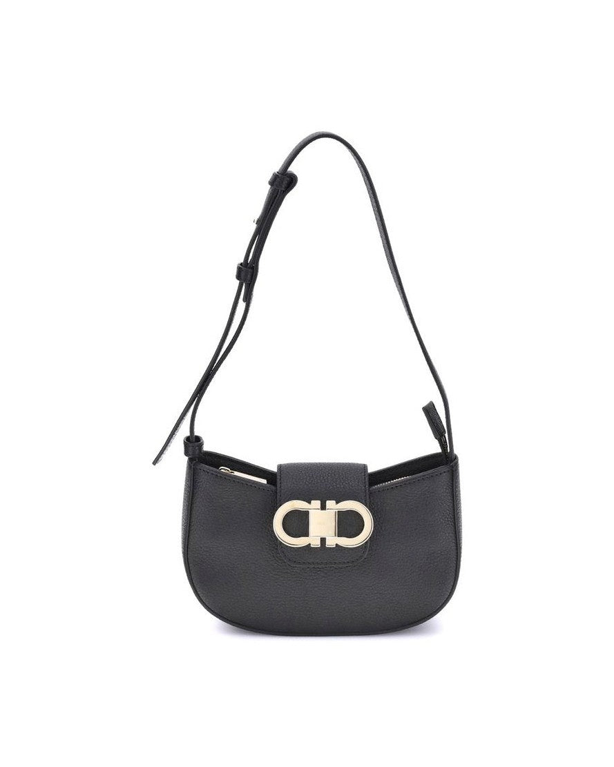 Ferragamo Black Calf Leather Bos Taurus Shoulder Bag Glam Steals
