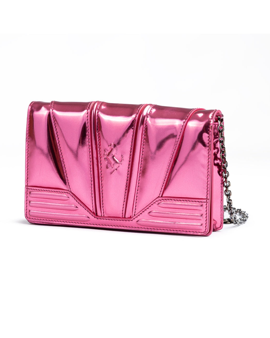 Ferrari Pink Leather Gt Patent Bag with Chain Glam Steals