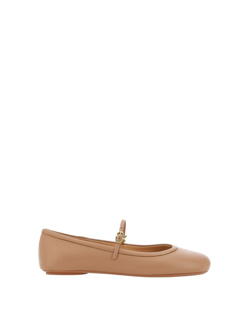 Gianvito Rossi Beige Calf Leather Bos Taurus Ballet Flats Flats