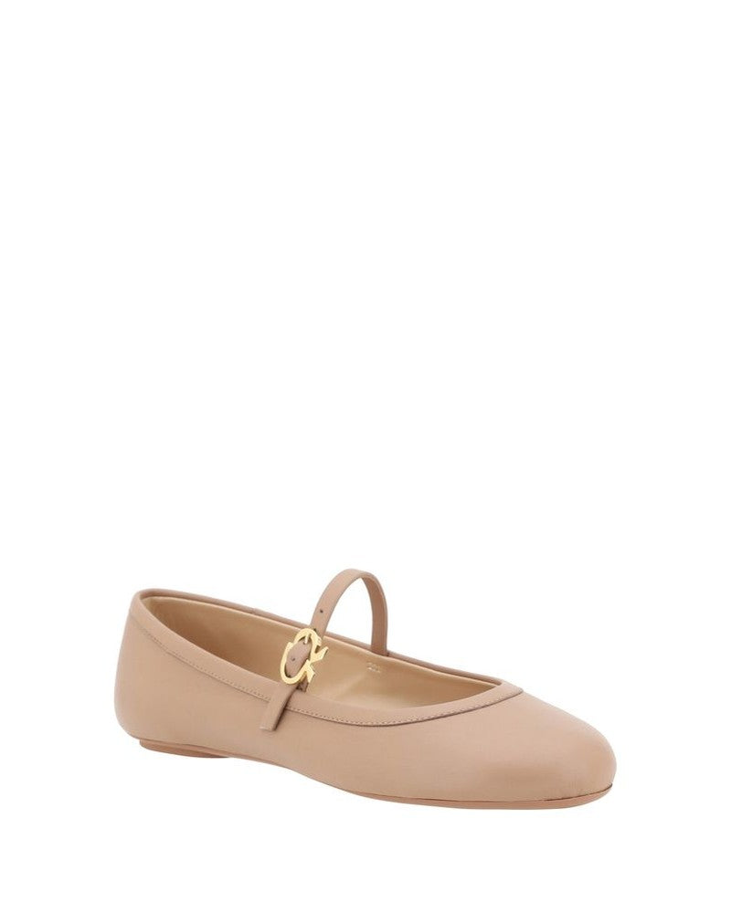 Gianvito Rossi Beige Calf Leather Bos Taurus Ballet Flats Flats