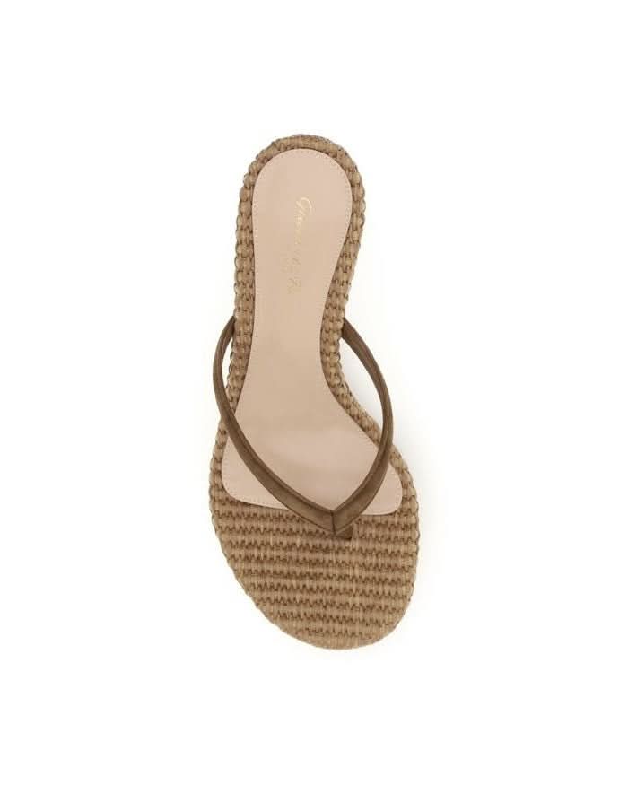 Gianvito Rossi Beige Raffia Stiletto Heel Sandals