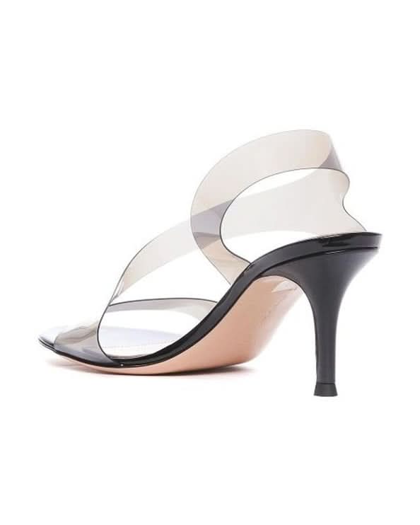 Gianvito Rossi Black Rubber Stiletto Heel Sandals Heels