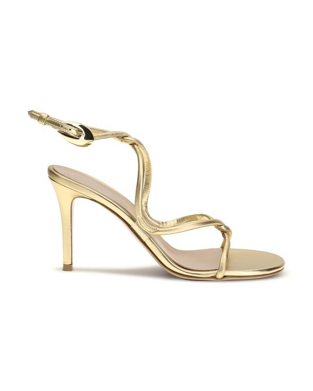 Gianvito Rossi Gold Calf Leather Bos Taurus Stiletto Heel Sandals Glam Steals