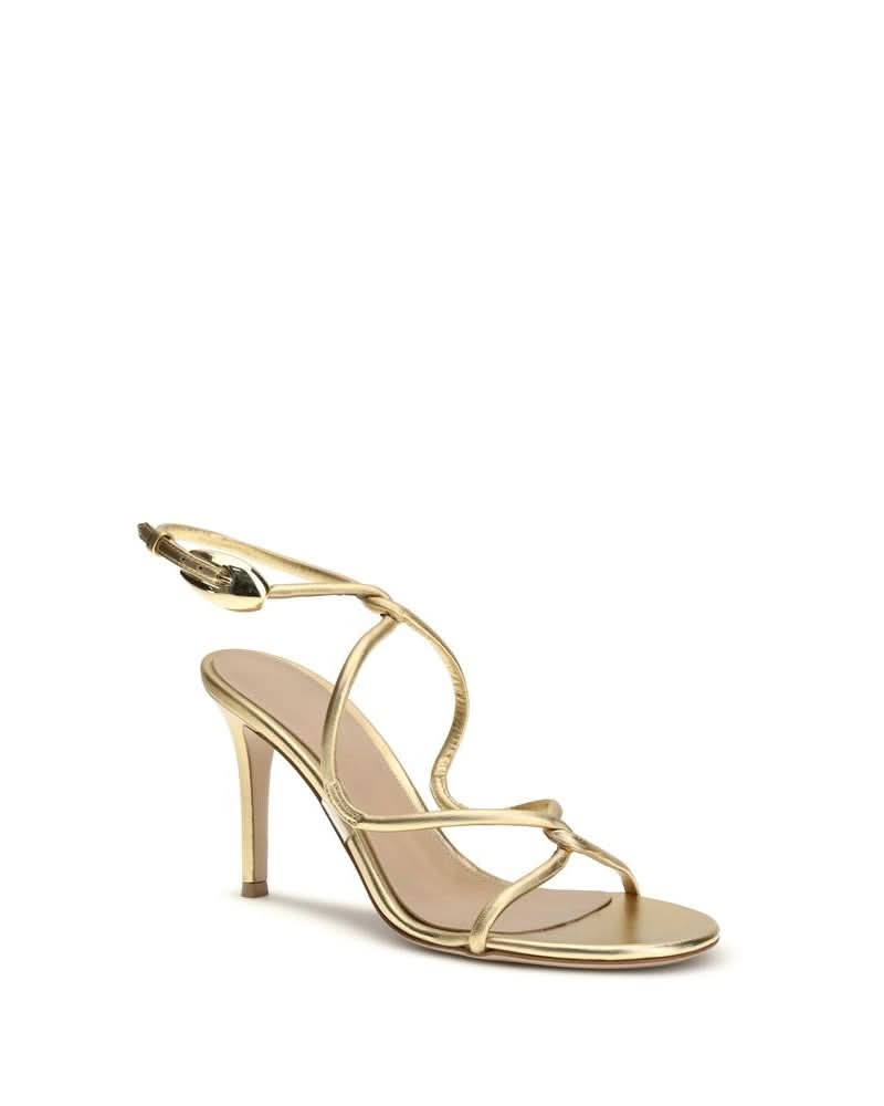 Gianvito Rossi Gold Calf Leather Bos Taurus Stiletto Heel Sandals