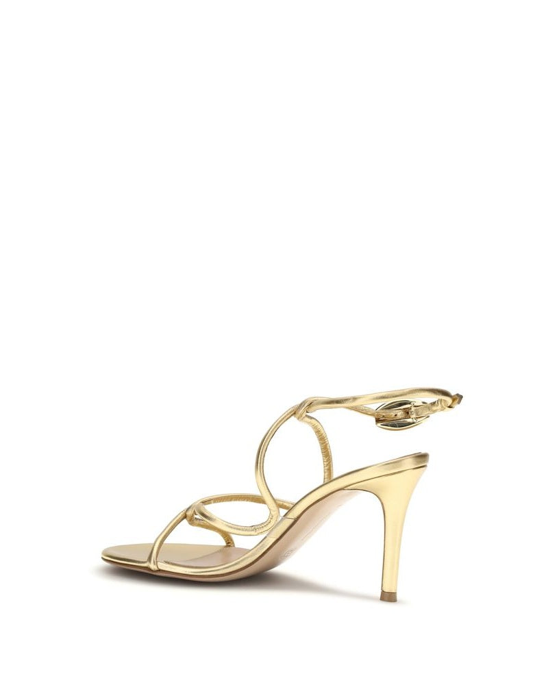 Gianvito Rossi Gold Calf Leather Bos Taurus Stiletto Heel Sandals