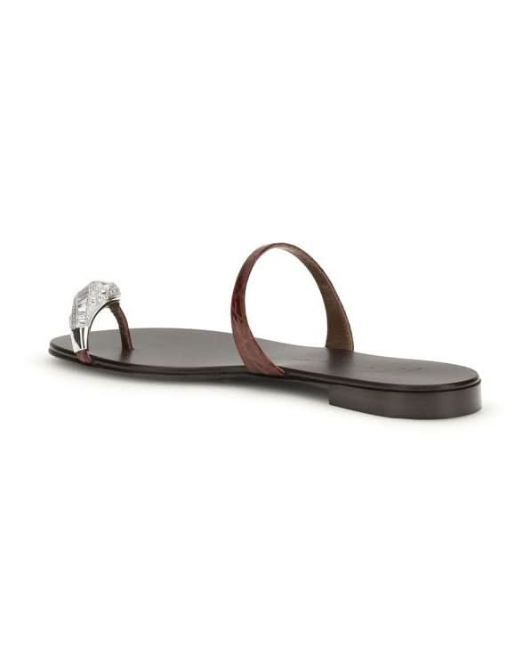 Giuseppe Zanotti Brown Calf Leather Bos Taurus Flat Sandals Flats
