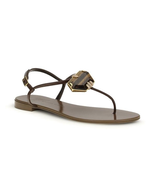Giuseppe Zanotti Brown Stainless Steel Flat Sandals Sandals