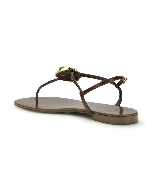 Giuseppe Zanotti Brown Stainless Steel Flat Sandals Sandals