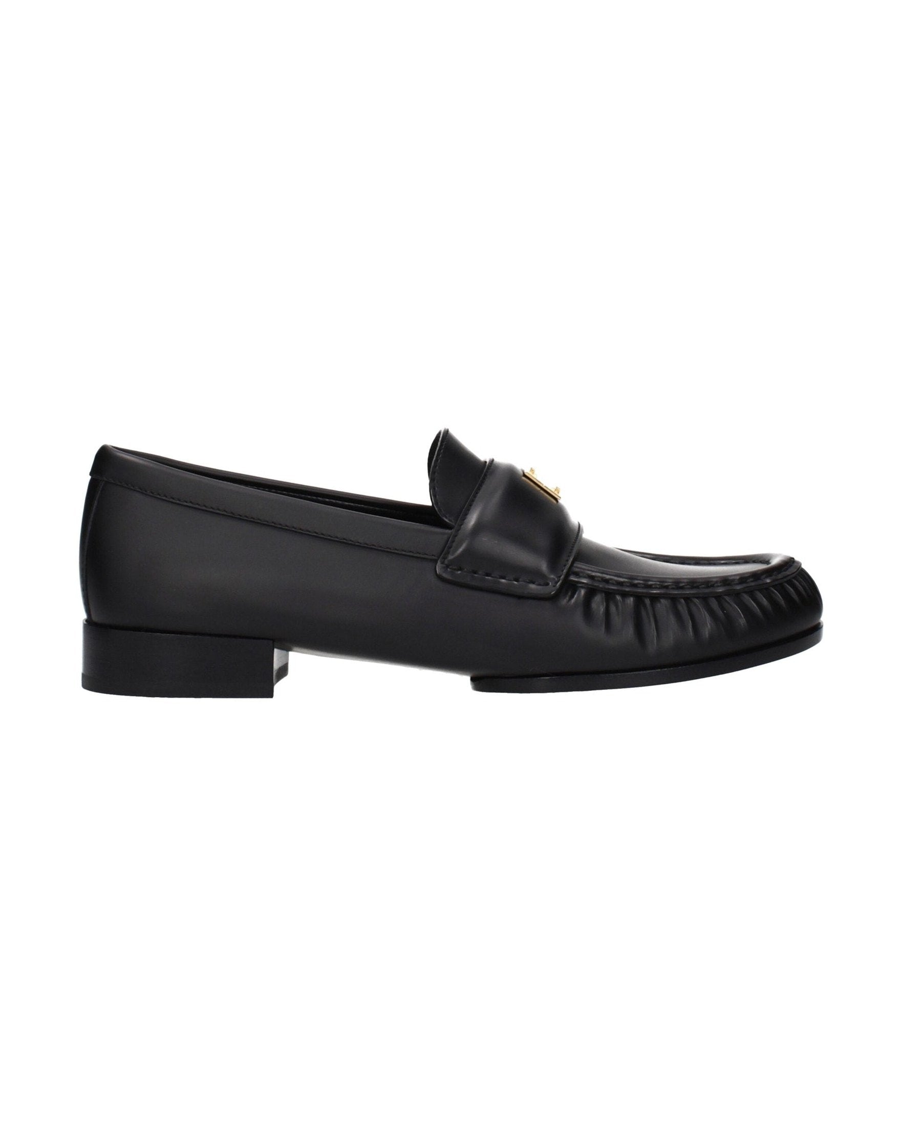 Givenchy Black Leather Slip On Loafers Flats